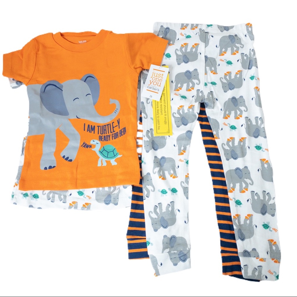 Carter's Elephant and Turtle Patterned PJ Set 2T